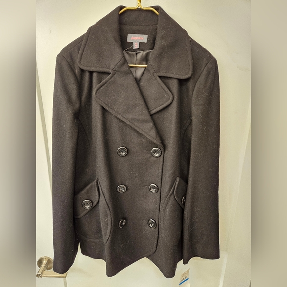 NWT - Just Sweet Wool Blend Black Peacoat - Size XL - Picture 3 of 10
